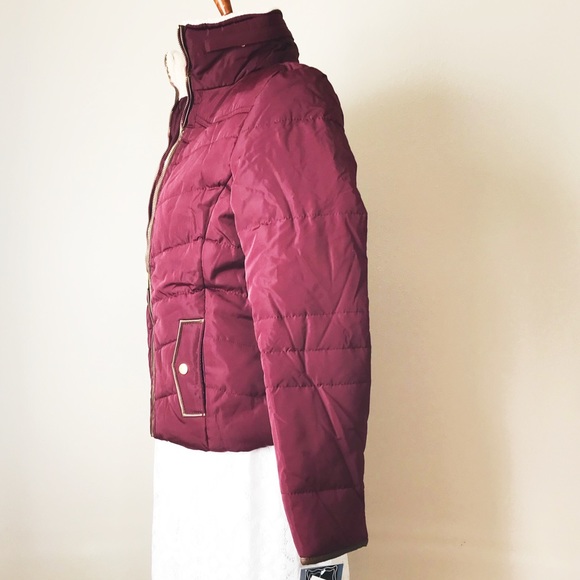 NWT. Burgundy Puffer Jacket - Picture 2 of 6
